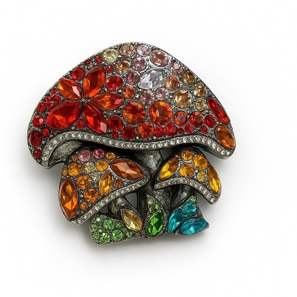 Autmn Breez Crystal Mushroom Brooch